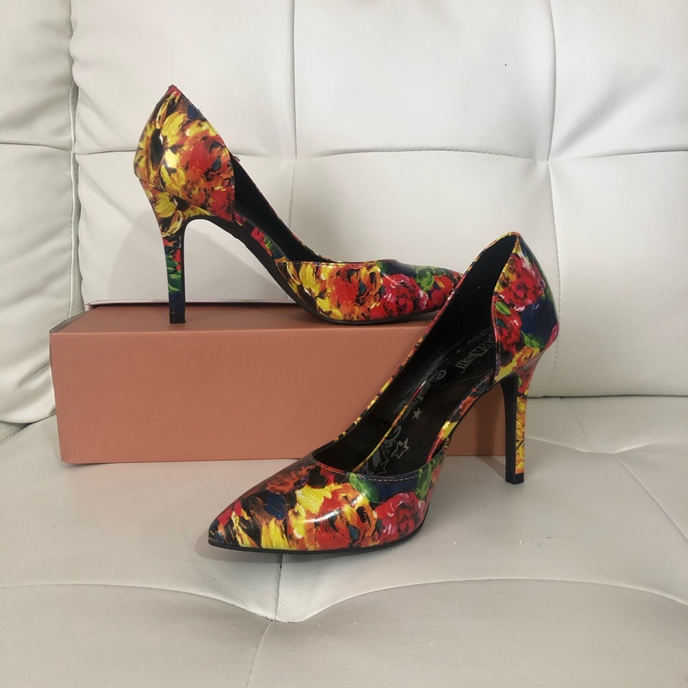 Floral Pointed Toe Heels